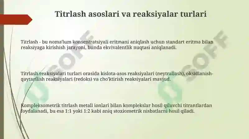 Titrimetriya asoslari. Neytrallanish ve oksidimetriya usulining klinik laboratoriyalarda qollanishi 3
