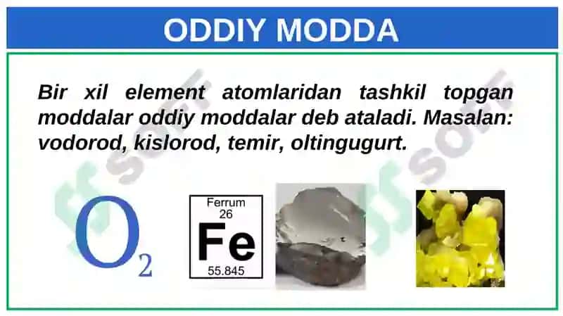 Oddiy va murakkab moddalar Kimyo 7-sinf 3