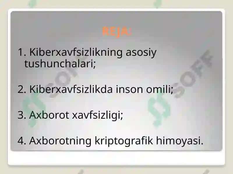 Axborottexnologiyalari fanidan Ma’ruzamavzu: Kiberxavfsizlik asoslari 3