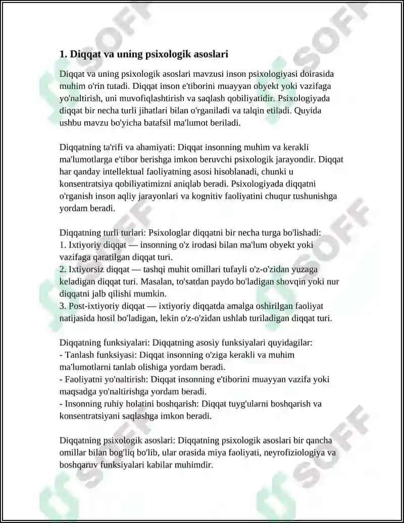 Diqqat Turlari va Uning Xususiyatlari 3