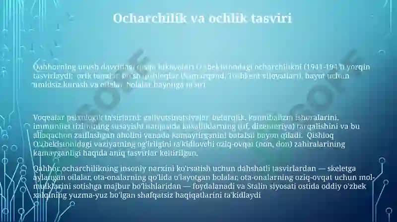 Abdulla Qahhorning ikkinchi jahon urushi yillaridagi hikoyachiligi 3