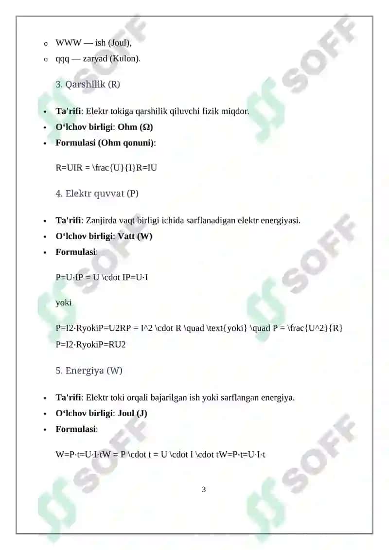 Elektr zanjirlarining fizik xususiyatlari va elektr zanjirlarini soddalashtirish 3