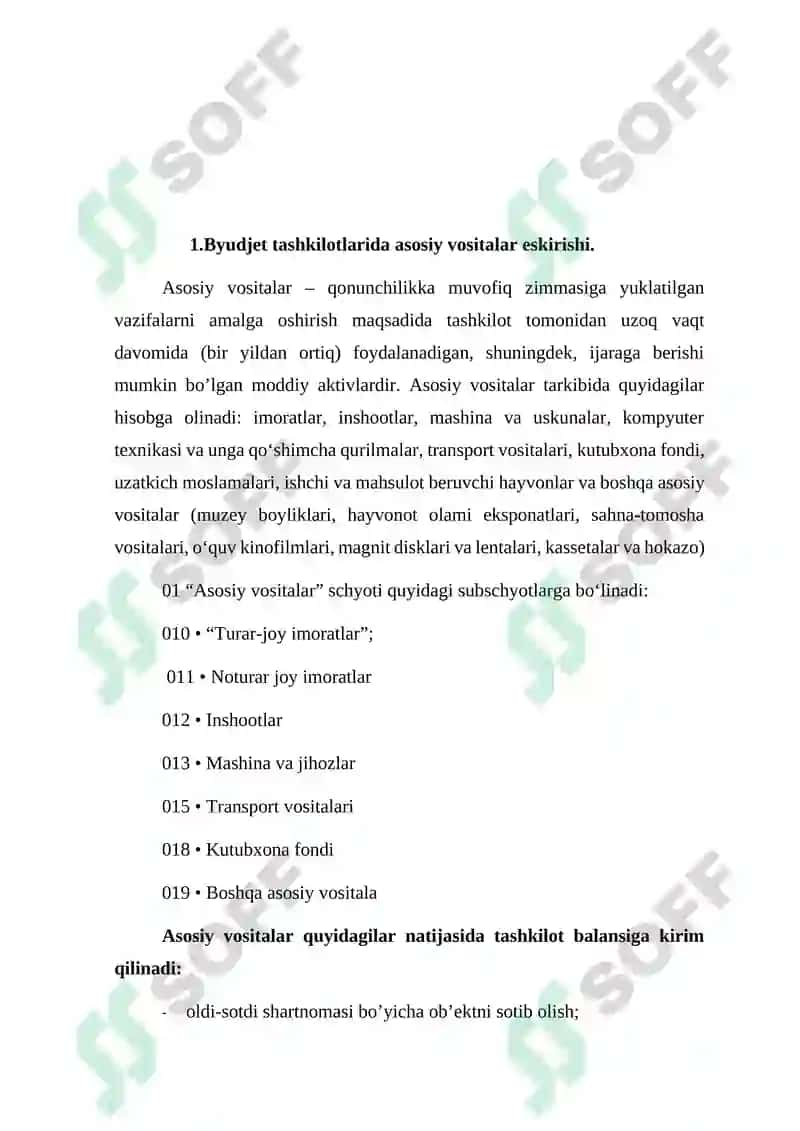 Byudjet tashkilotlarida asosiy vositalar eskirishini aniqlash va hisobga olish 3