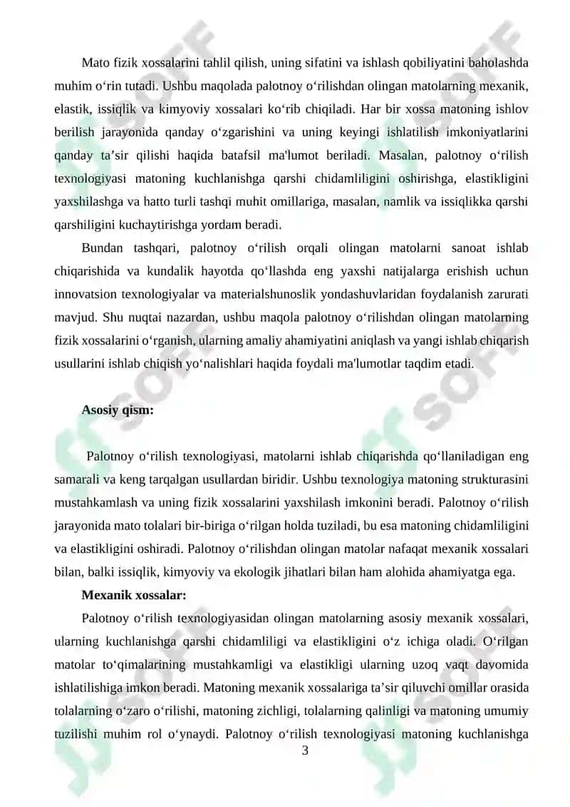 PALOTNOY O‘RILISHDAN OLINGAN MATONING FIZIK XOSSALARI 3