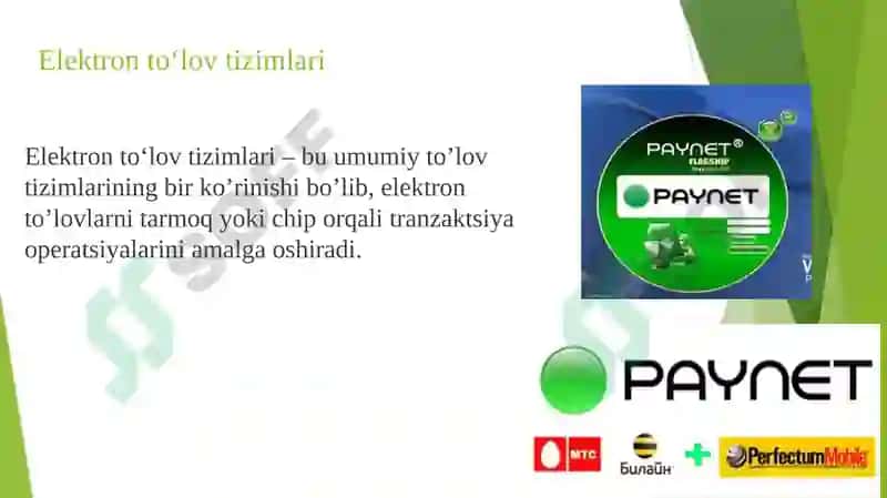 ELEKTRON TO‘LOV TIZIMLARI FANIDAN TAQDIMOTI 3