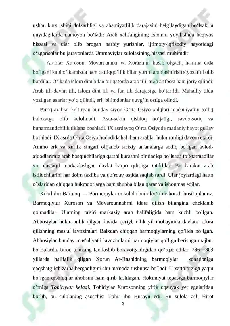 IX asrda arab xalifagidagi siyosiy vaziyat. Toxariylar davlatning tashkil topishi. 3