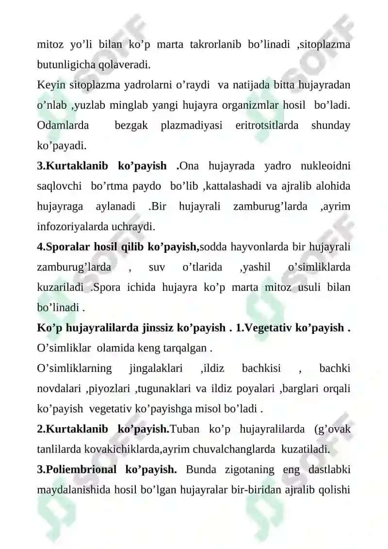 Jinssiz va Jinsiy Ko'payish 3