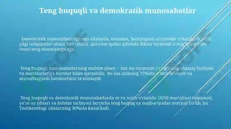 Oilaning er-xotin orasidagi munosabatlariga ko'ra turlari 3