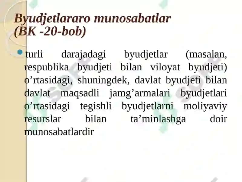 Byudjetlararo munosabatlar 3