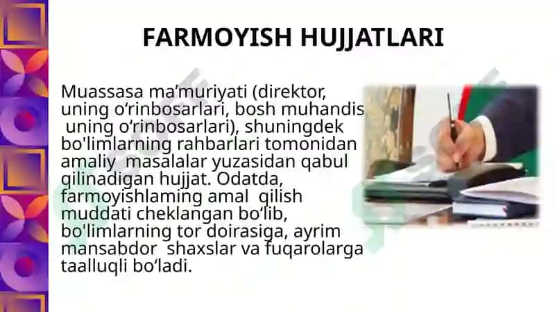 FARMOYISH HUJJATLARI  TUZILISHI VA TARKIBI 3