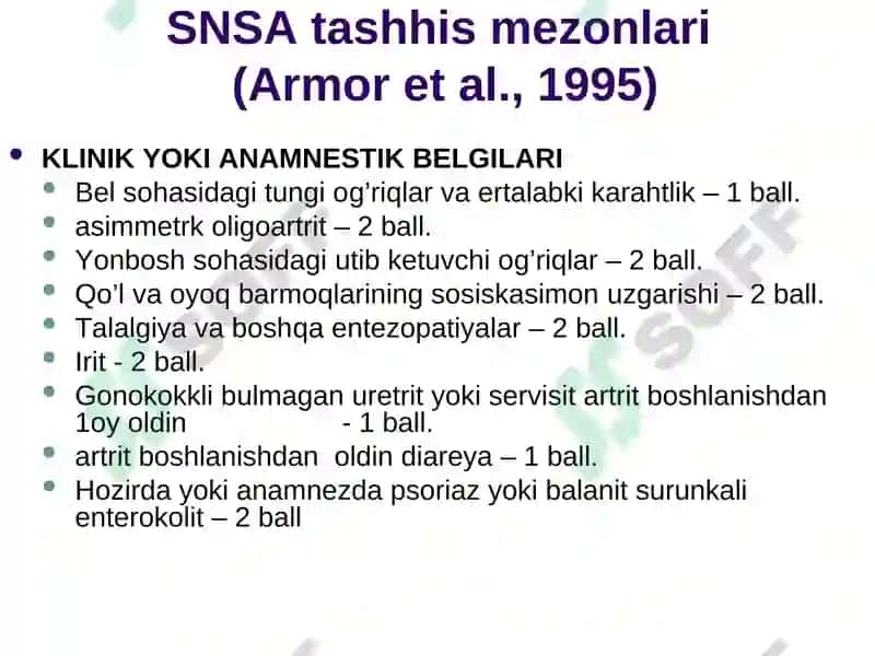 Seronegativ spondiloartritlar (SNSA) 3
