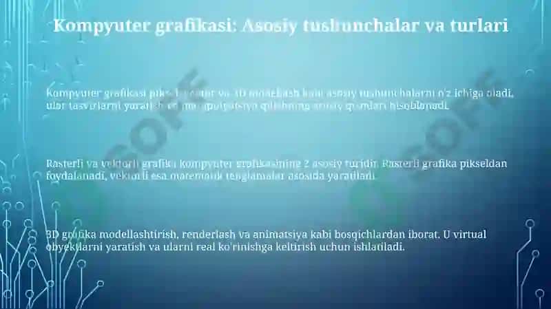 Kompyuter grafikasi roli qoʻllanish sohalari 3