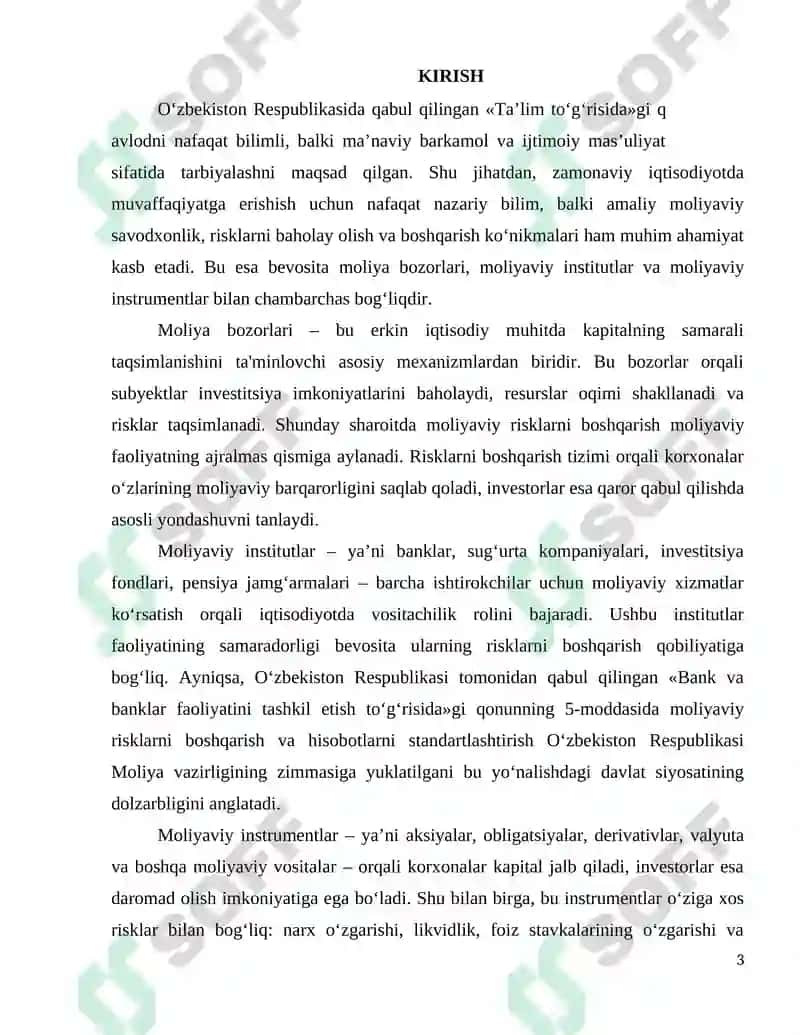 Moliya bozorlar, institutlar va instrumentlar 3