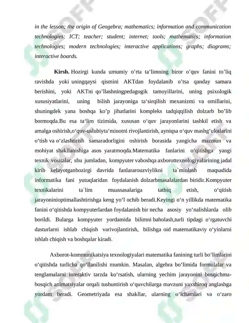MATEMATIKANI O`QITISHDA AXBOROT KOMMUNIKATSION TEXNOLOGIYALARI (AKT)DAN FOYDALANISH METODIKASI 3