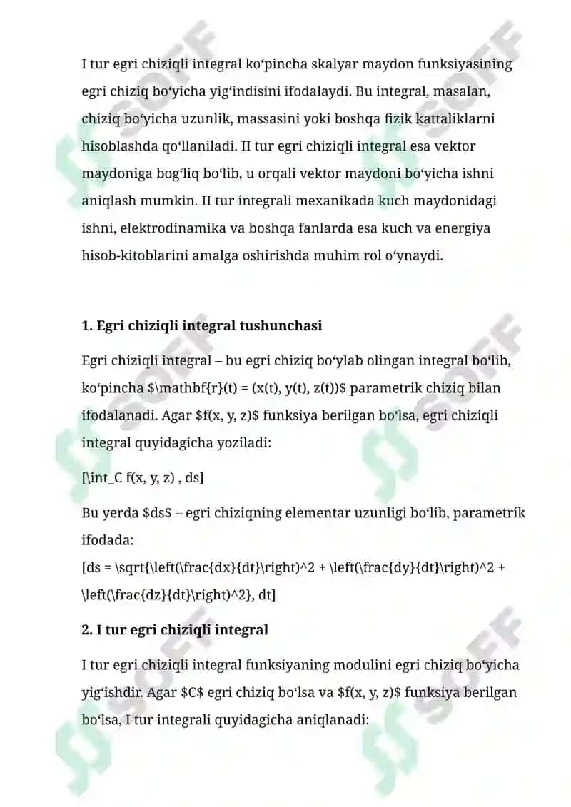 Egri Chiziqli Integral 3