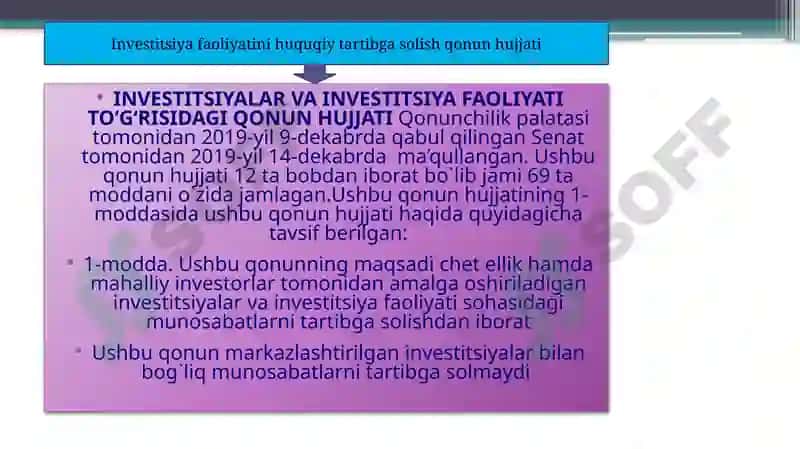 INVESTITSIYA FAOLIYATINI HUQUQIY TARTIBGA SOLISH 3