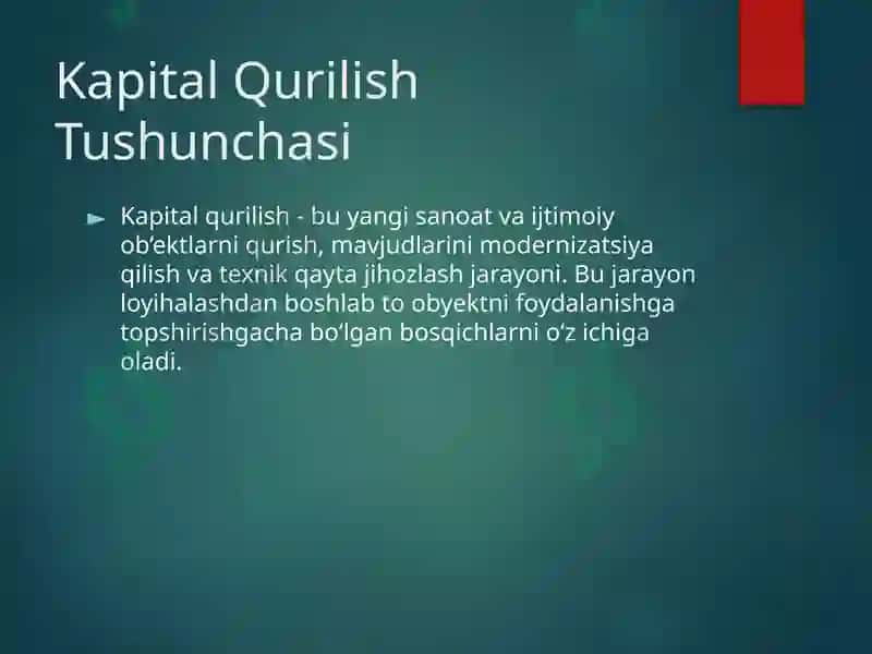 Kapital qurilish va kapital qo’yilmalar 3