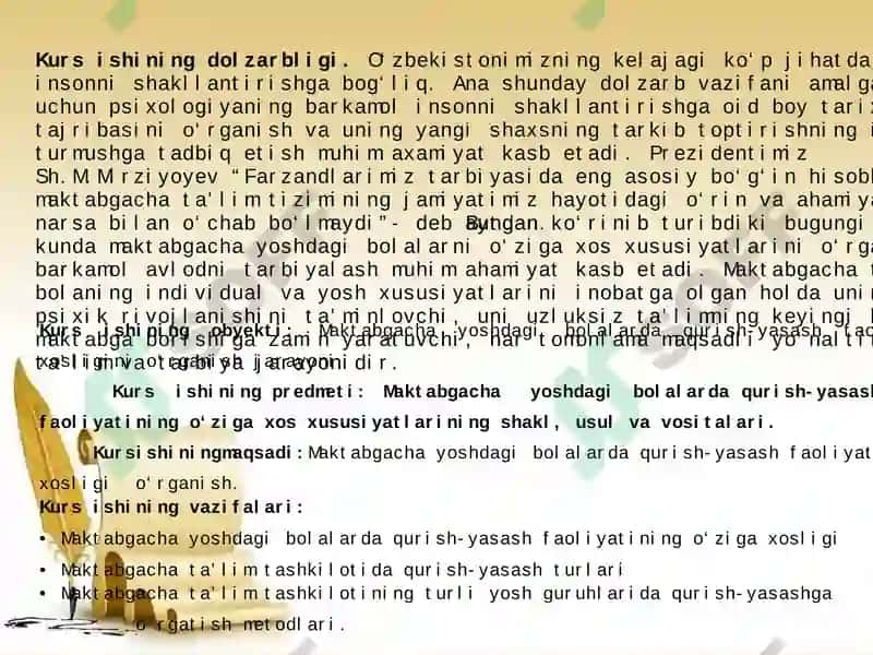 TURLI YOSH GURUHLARIDA QURISH YASASHGA O‘RGATISH METODIKASI 3