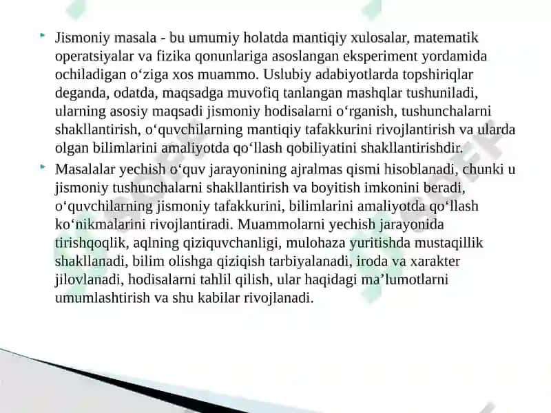 Jismoniy Masalalar 3