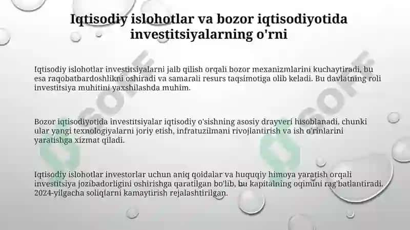 Iqtisodiy islohotlar va investitsiyalar 3