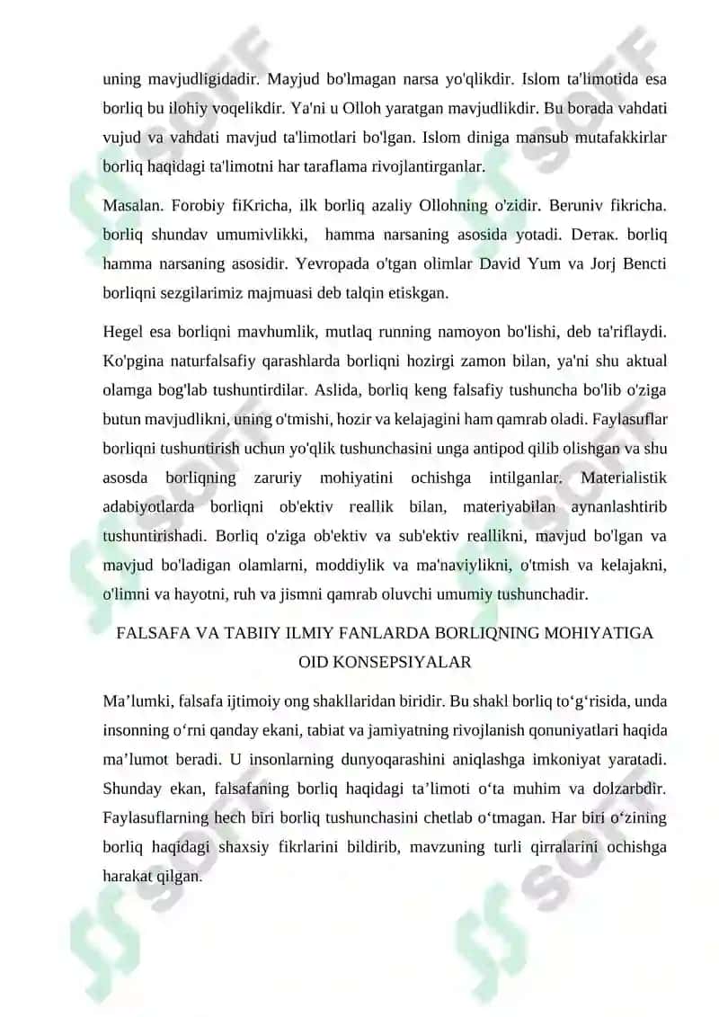 Borliqning mohiyatiga oid konsepsiyalari 3