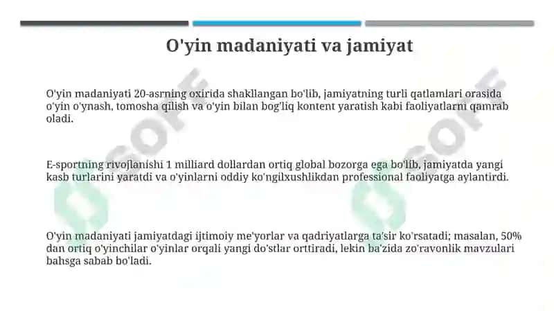 O’yinlar ijtimoiy faoliyat sifatida kompyuter va virtual o’yinlarning asoratlari 3