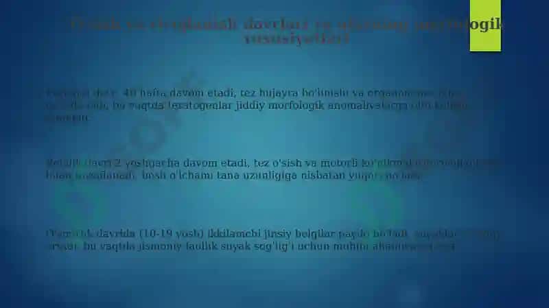 Yosh davrlarining morfologik fiziologik xususiyatlari 3