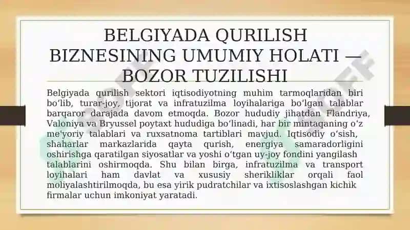 Belgiyada qurilish biznesini rejalashtirish 3