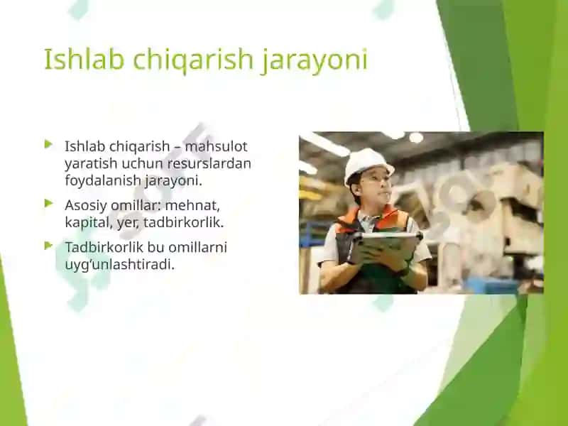 Tadbirkorlik Ishlab Chiqarish Jarayonining Tashkiliy Omili 3