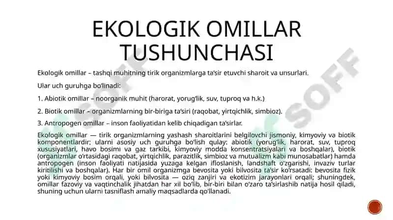 Turli ekologik omillarning tirik organizmlarga ta’sir etish mexanizmlari 3