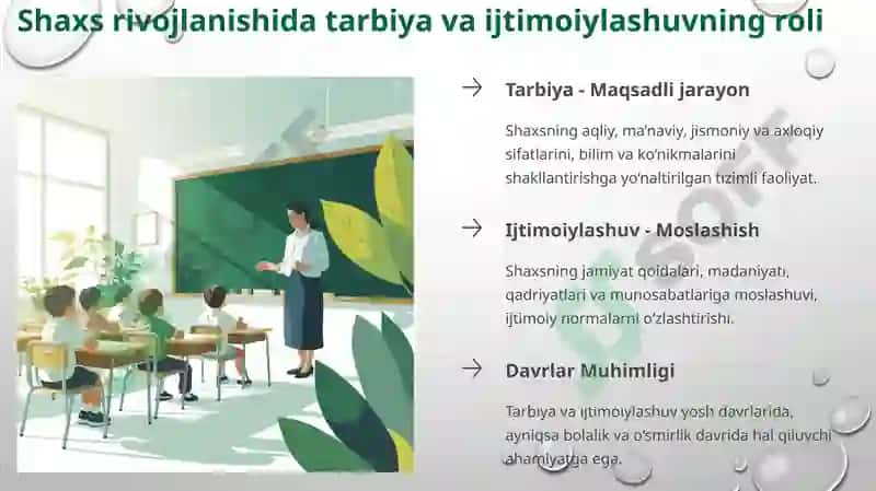 Shaxs rivojlanishi, tarbiyasi va ijtimoiylashuvi 3