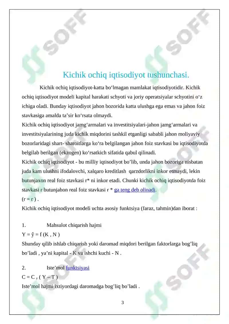 Kichik оchiq iqtisоdiyot mоdеli 3