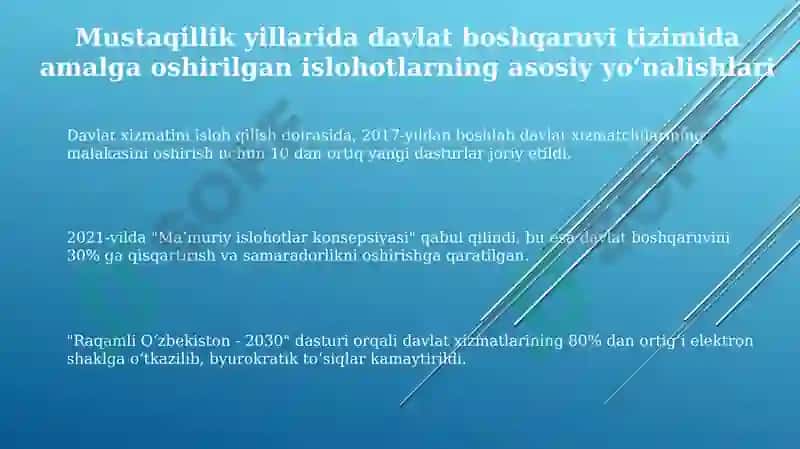Mustaqillik yillarida davlat boshqaruvi tizimida amalga oshirilgan islohotlar 3