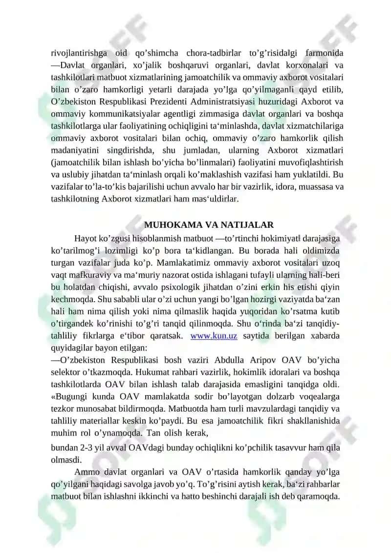 Ommaviy axborot vositalari faoliyati (Oʻzgarish va muammolar) 3