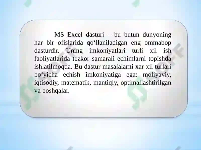 MS Excel dasturi 3