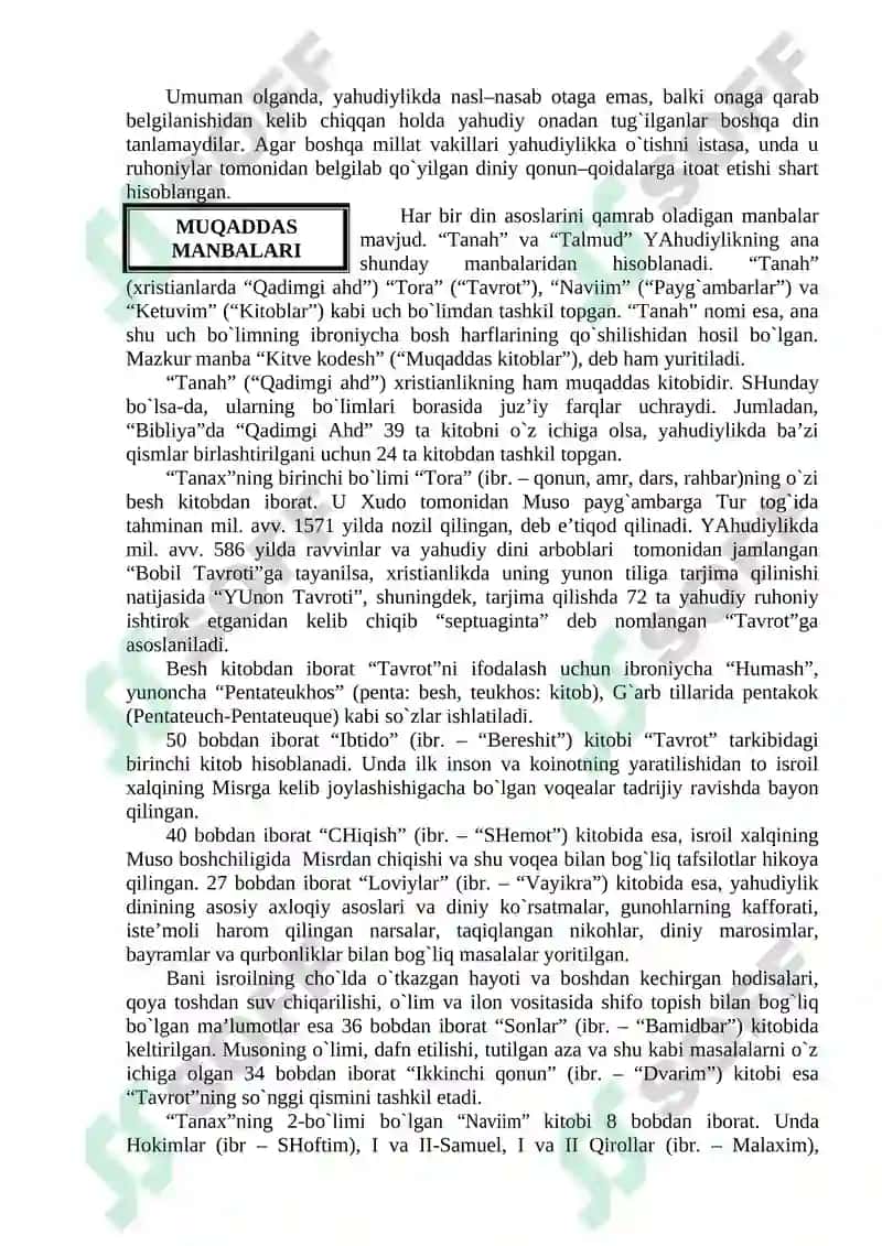 YAHUDIYLIK DININING XUSUSIYATLARI 3
