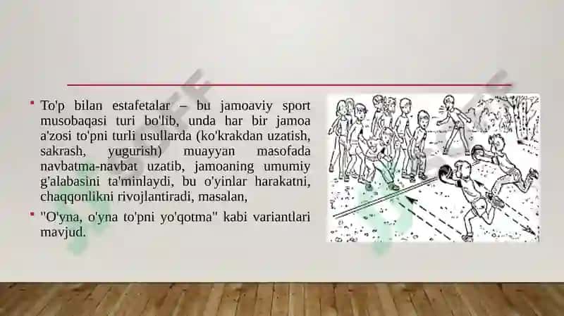 Harakatli o'yinlar to'p bilan estafetalar 3