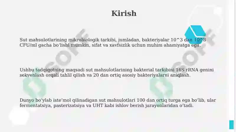 Sut mahsulotlarini bakterial tarkibi bo‘yicha tahlil qilish loyihasi 3