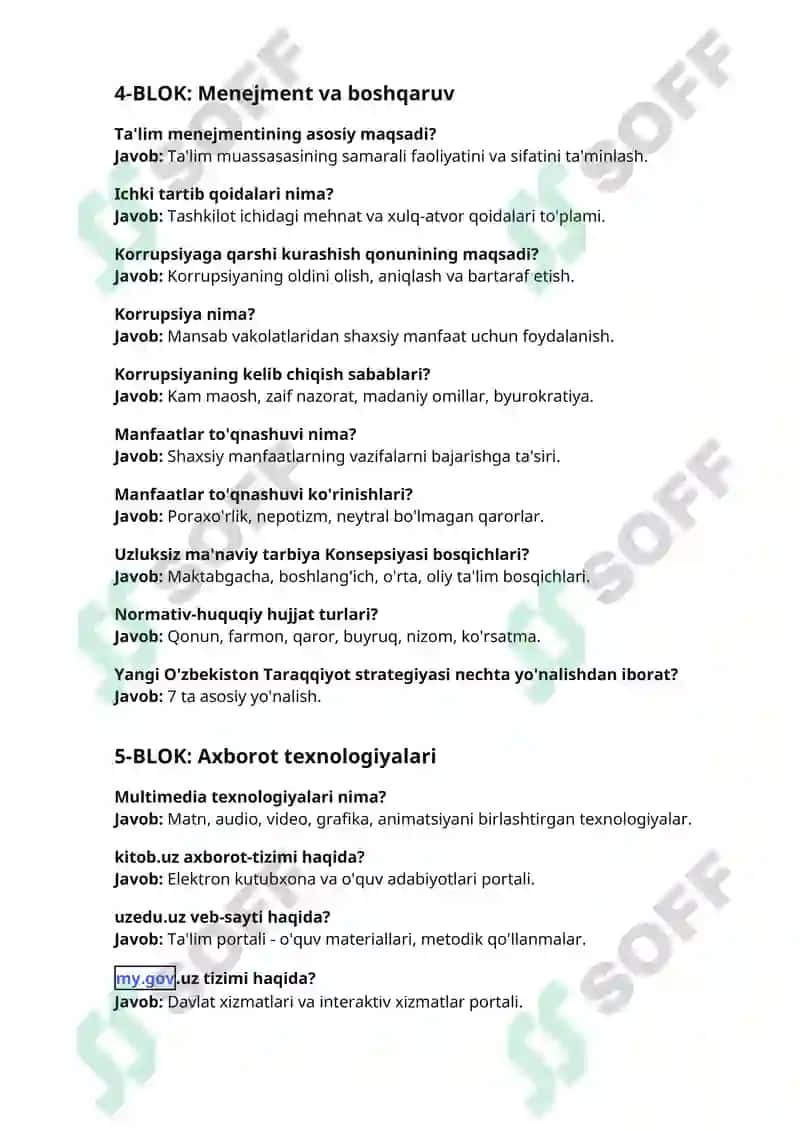 2025 Dekabr Argos suhbat savol va javoblari Maktabgacha ta'lim va maktab ta'limi yo'nalishida 500+ savollarga qisqa aniq javoblar 3