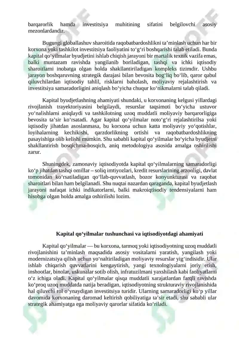 Kapital qo'yilmalarning byudjetini ishlab chiqish 3