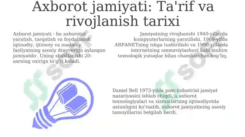 Axborot jamiyatining asosiy xususiyatlari va ta'siri 3