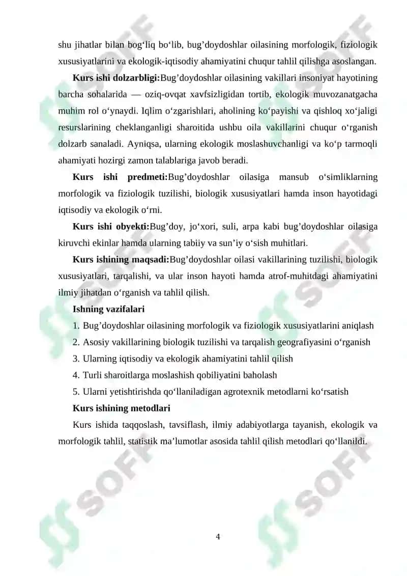 Bug’doydoshlar oilasining umumiy ta’rifi,vakillari,tuzilish xususiyatlari va ahamiyati. 3