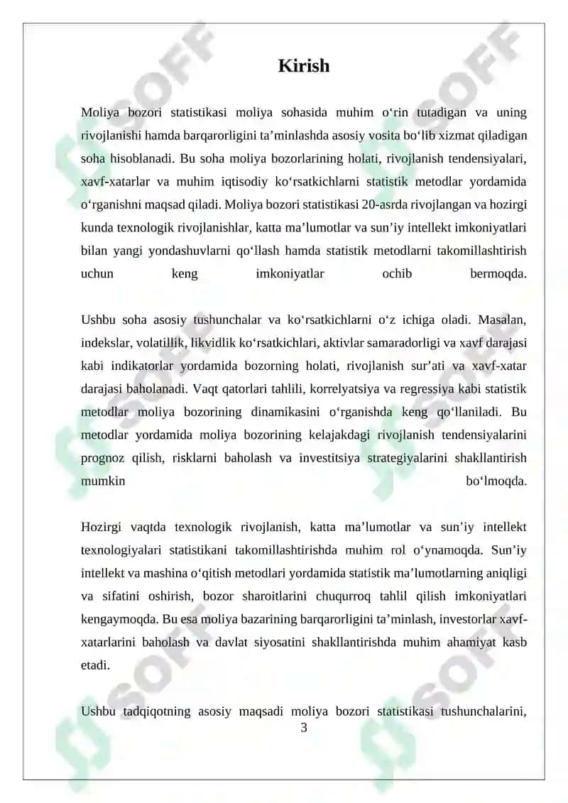 Moliya bozori statistikasi 3