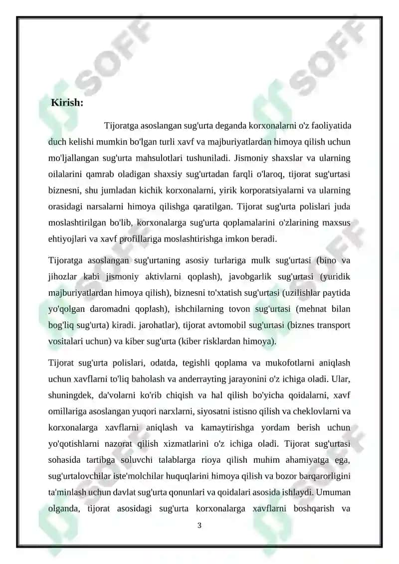 Tijoratga asoslangan sug'urtaning o'ziga xos hususiyatlari 3