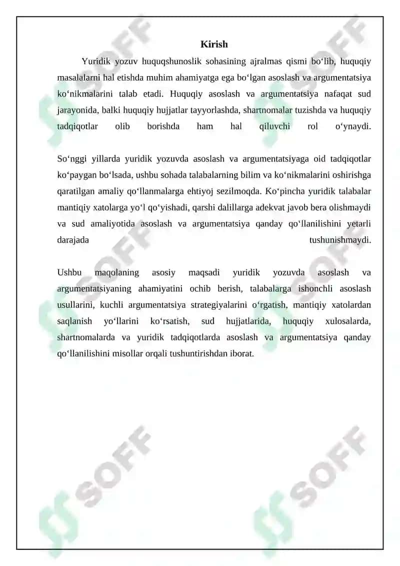 Yuridik yozuvda asoslantirish va dalil keltirish (tezis va argument) qoidasi 3