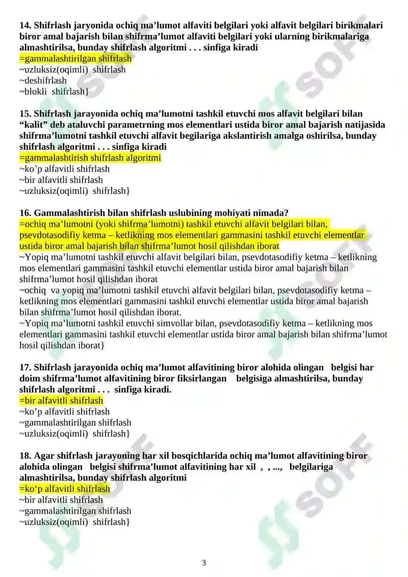 Kriptografik tizim testlar 3