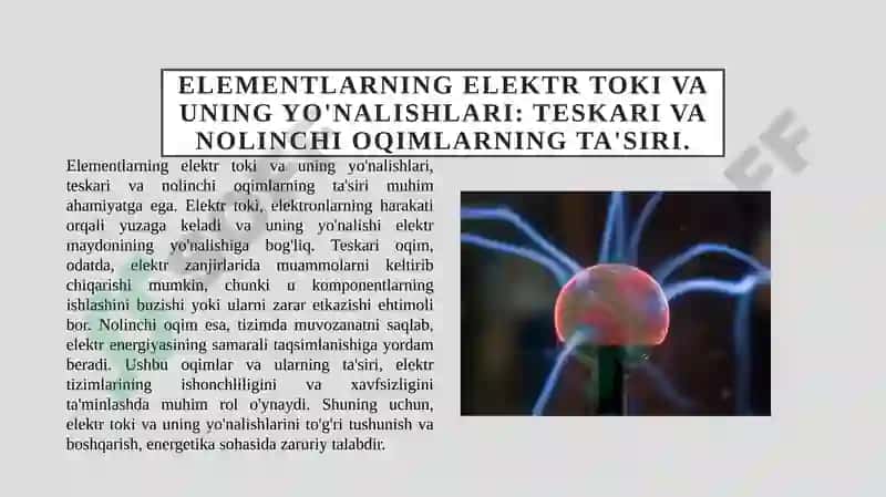 Elementlarning elektr toki va uning yo'nalishlari 3