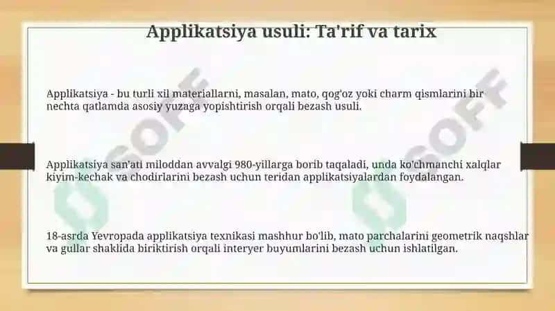 Applikatsiya Usuli 3