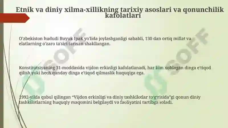 Etnik va diniy xilma-xillikning tarixiy asoslari va qonunchilik kafolatlari 3