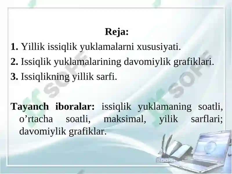 Issiqlik yuklamalar. Yillik issiqlik yuklamalar. 3